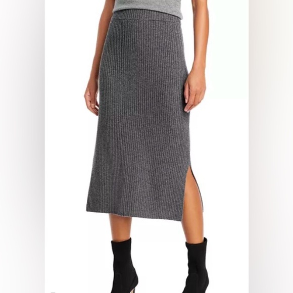 Hugo Boss Dresses & Skirts - HUGO BOSS Charcoal Grey Ribbed Wool and Cashmere Blend MIDI Skirt Size M NWT